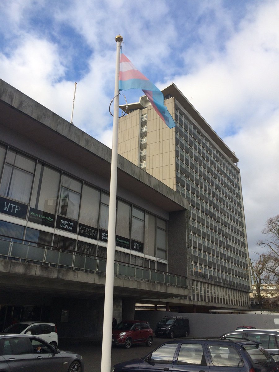 LGBTLabourSW's tweet image. Thanks to @LukePollard &amp;amp; @ChrisPenberthy for getting the trans flag flying in #Plymouth #transawareness