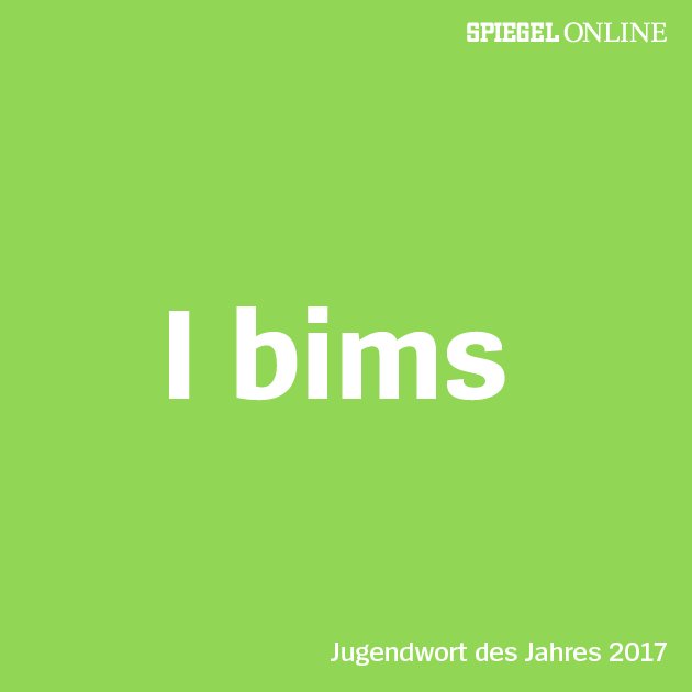 derspiegel's tweet photo. I bims, das #Jugendwort des Jahres 2017. https://t.co/ip5XzXDC7g