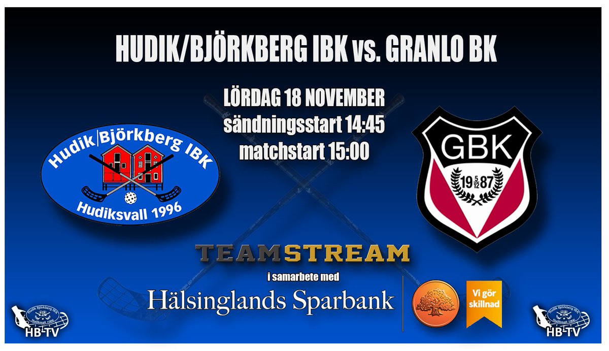 <a href="/Hudikbjorkberg/">Hudik/Björkberg IBK</a> mot <a href="/GranloBK/">Granlo BK Sundsvall</a> imorgon! Debut i kommentatorsbåset för <a href="/EdmanJoseph/">Joseph Edman</a> !!!!
play.staylive.se/hbtv/l/4527
