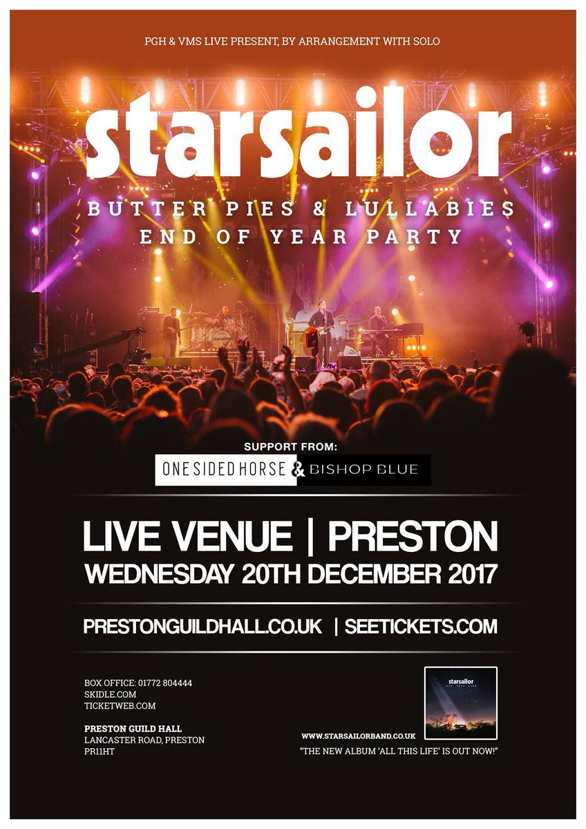 The supports for <a href="/Starsailorband/">Starsailor Official</a> on the 20th December are the amazing <a href="/stuffbyside/">onesidedhorse</a> and <a href="/Bishopsdiary/">BUBBA</a> 🤘✨