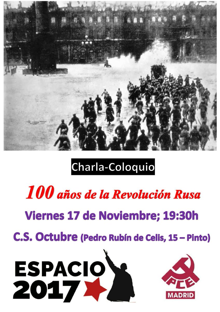 Espacio2017's tweet photo. Esta tarde, 19:30 en Pinto: Charla-Coloquio 100 años de la Revolución rusa
 https://t.co/Cu2SXFN15f https://t.co/r7BM7iUy8y