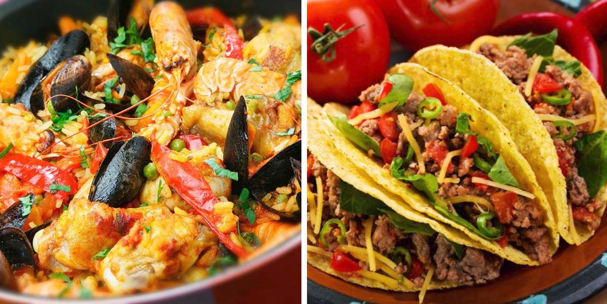 Comemosalasdos's tweet photo. La cocina #española y la #mexicana si posicionan como las preferidas de los estudiantes universitarios en #España. ¿Con cuál te quedas tú? 🥘🌮#FelizFinde https://t.co/YXy3HSwiUG
