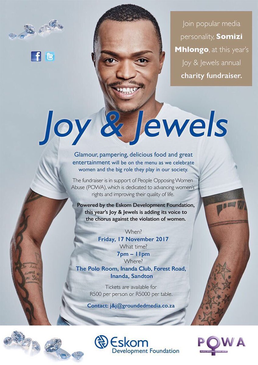 brandarcsa's tweet photo. Your host with the most tonight at the @EskomFoundation Joy &amp; Jewels Charity Initiative is our client Som G @somizi 

@EskomFoundation uses this Initiative to make a difference by addressing some of the socio-economic challenges facing women in SA @POWA_SA 
#EskomJoyandJewels https://t.co/9zeKPX9Tbv