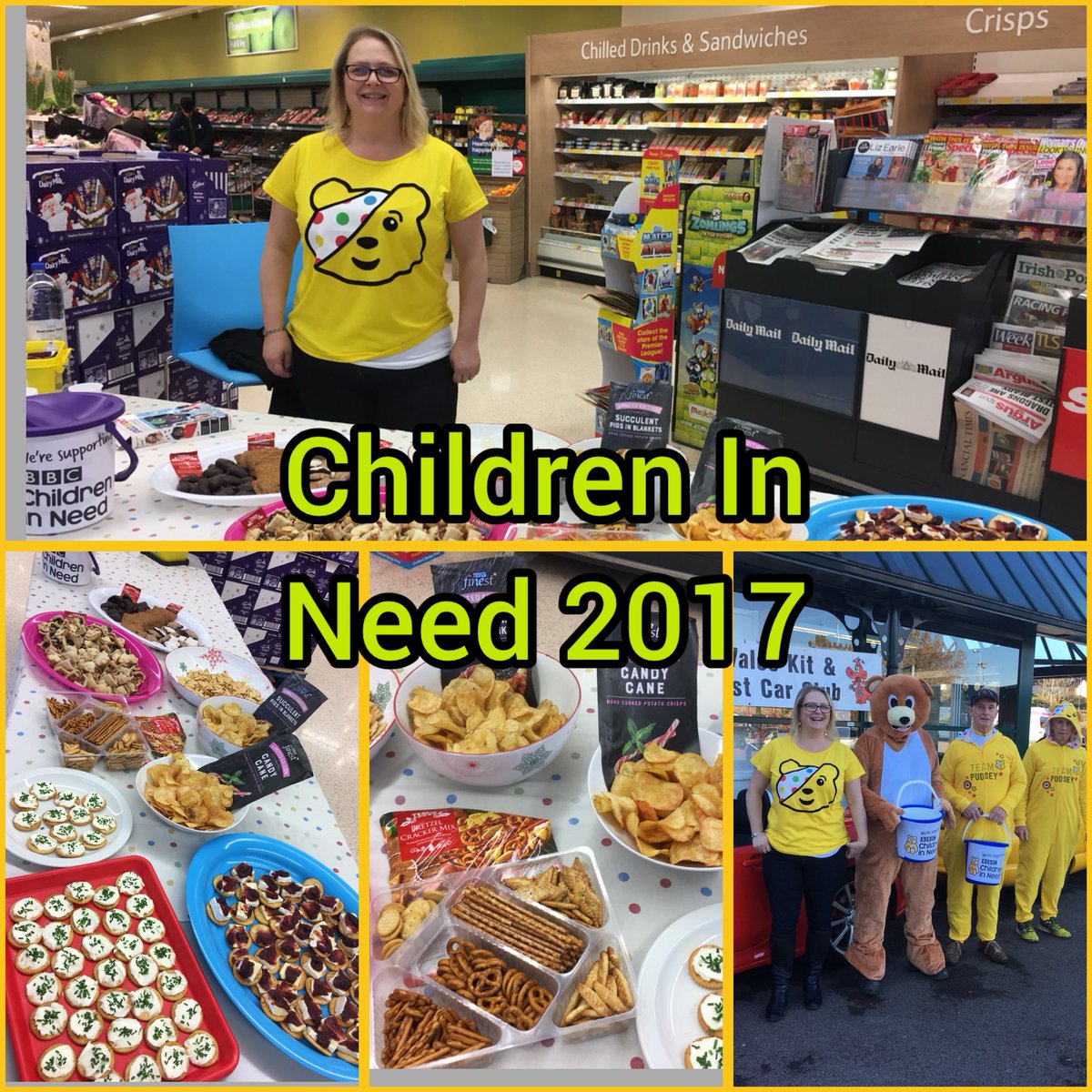 sarsand70's tweet photo. @Tesco Chepstow raising funds for Children in Need @rob_bayley @kateparis21 @sonya_waters @JCruickshank00 #funinstore https://t.co/Dv90OK0d62