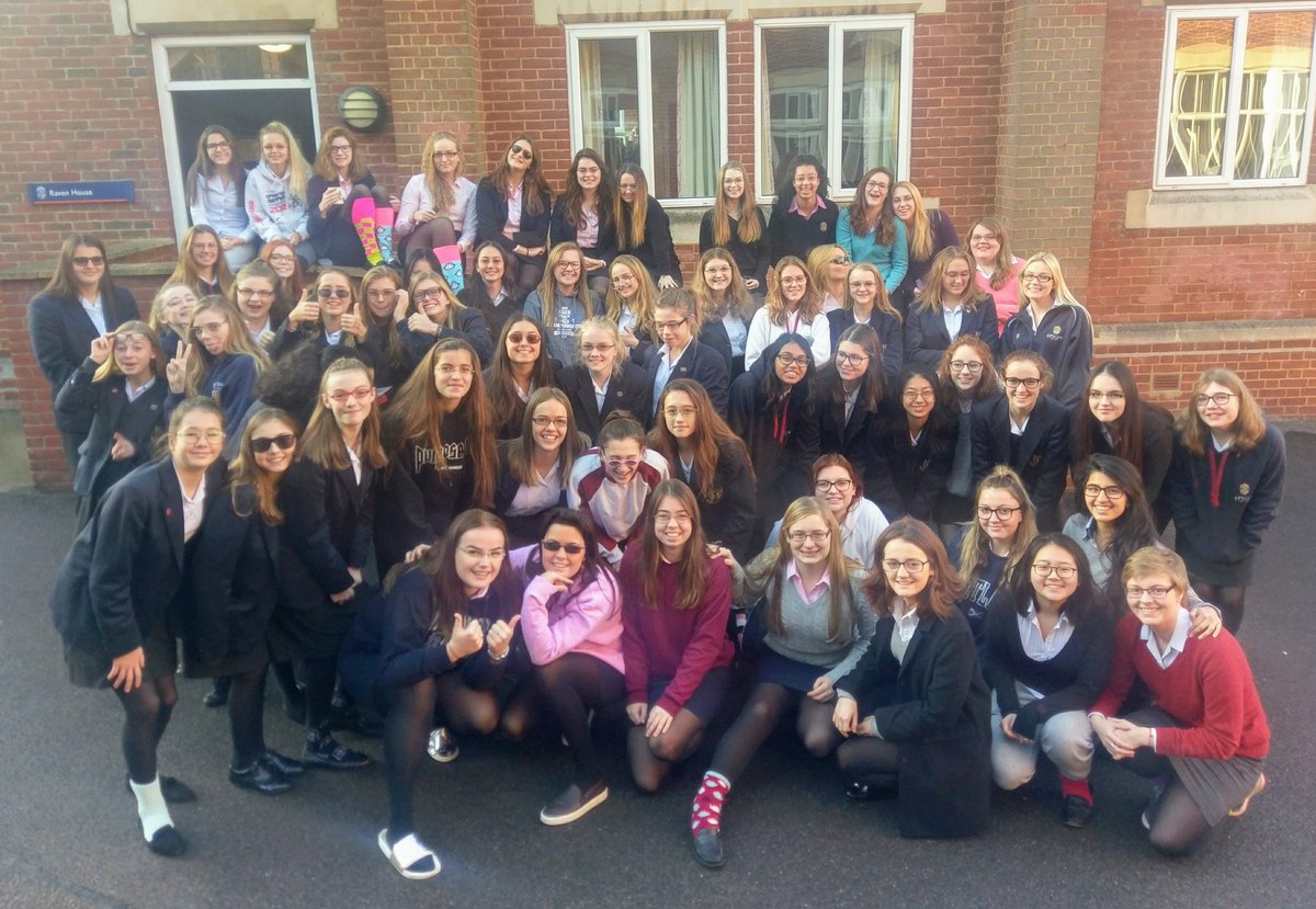 EpsomC_Raven's tweet photo. Glasses for India! Raven girls showing off the reading glasses we've collected to send to the Tarabai Eye Hospital (and odd socks for #AntiBullyingWeek, too!) https://t.co/eJ4INBf6LG