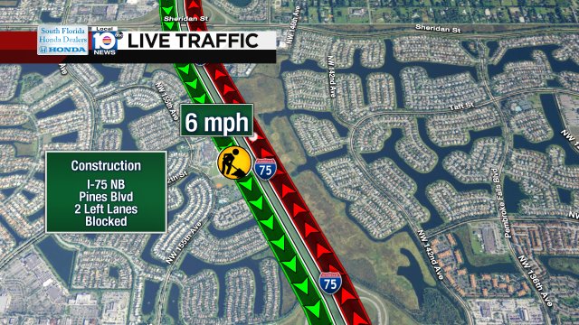 Construction causing heavy delays on I-75 NB at Pines Blvd #traffic https://t.co/BSOme4xLEz