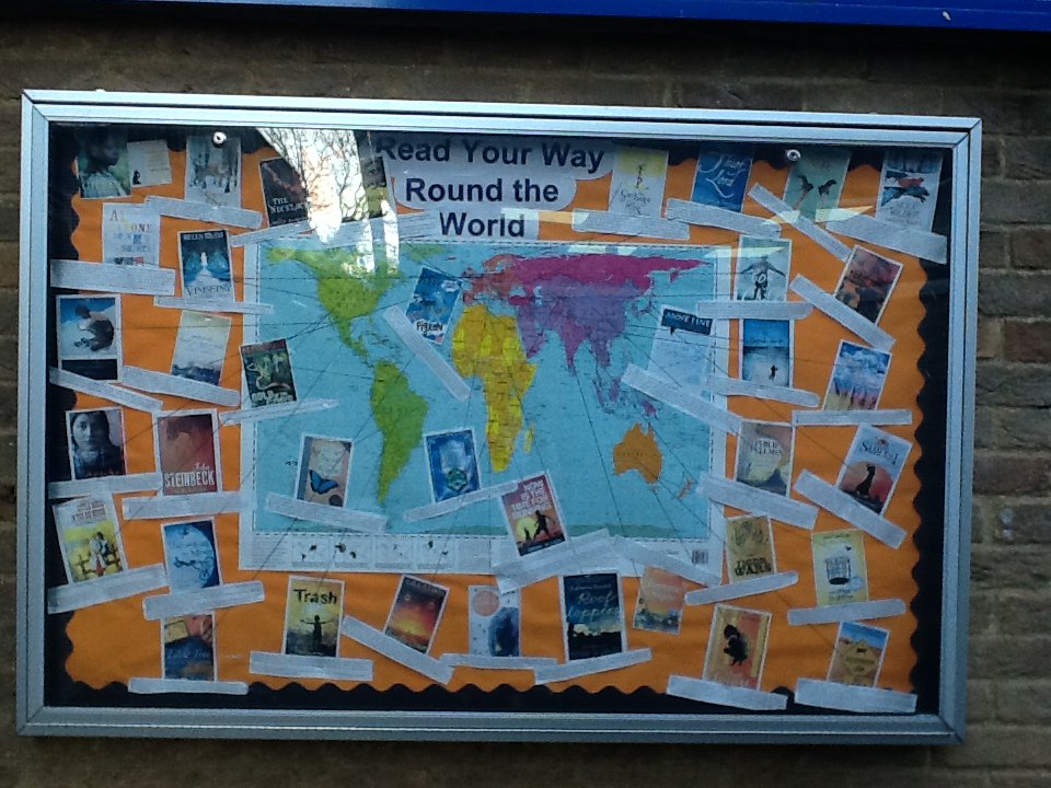 Read Your Way Around the World display.  So many books from and about so many countries and cultures.😁