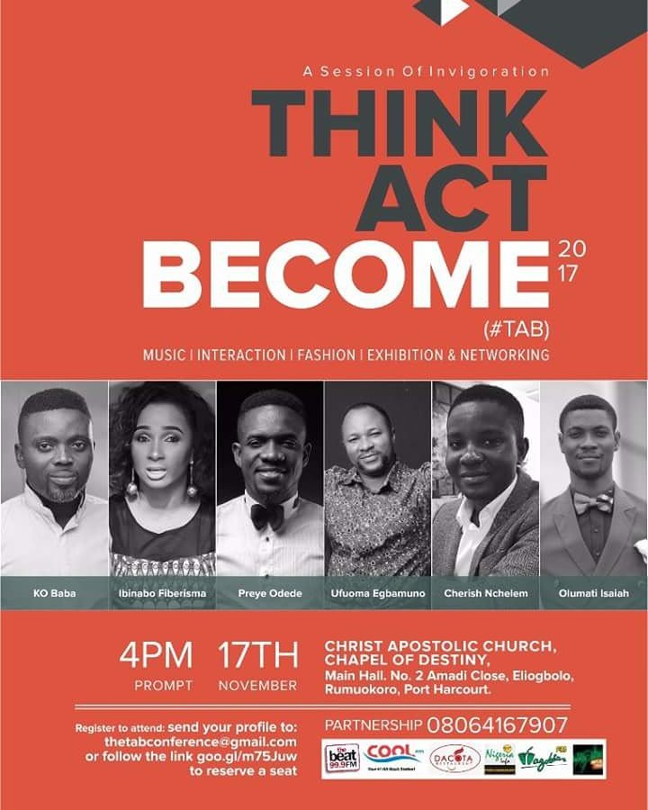 phsabithetin's tweet photo. THINK | ACT | BECOME
Its a session of Invigoration

Happening Today from 4pm at CAC,  Eliogbolo #PortHarcourt 

Enquiries: @host_mayowa https://t.co/T2lvTkaAHK