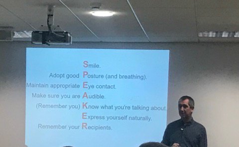 GraceThomson96's tweet photo. Developing presentation skills @StaffsBusiness  #FutureFest #SPEAKER @IntercogUK_Mike https://t.co/GiRKTM8jCi