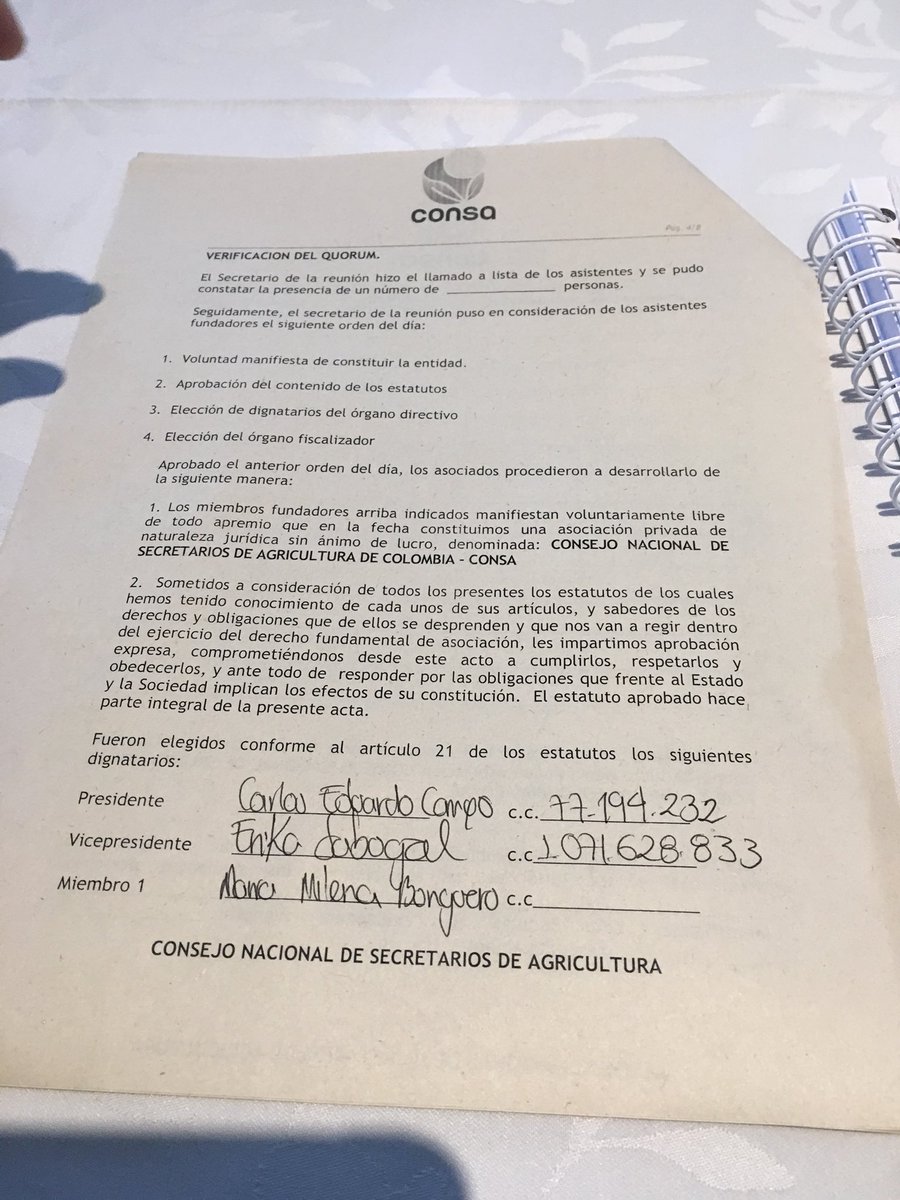 Participamos del Consejo Nacional de Secretarios de agricultura (CONSA).Tengo la dignidad de haber sido elegido como presidente del CONSA, una oportunidad para ayudar a construir políticas públicas de Desarrollo Rural. Gracias Secretarios de Colombia por la confianza recibida.