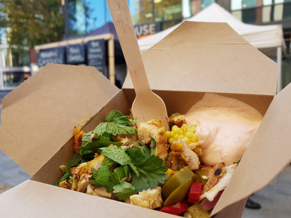 FinzelsReachMkt's tweet photo. Oh my, @SouthStKitchen's new offering of Moroccan spit roasted chicken with salad and yoghurt trimmings is just the ticket this Friday lunchtime! #Healthystreetfood #Moroccan #juicychicken #lunch #yum https://t.co/W2QFIidpoz