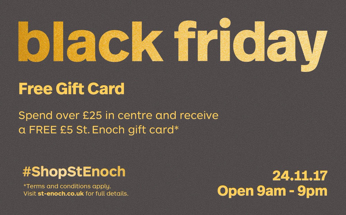 StEnochCentre's tweet photo. One week to go! Don't miss out #ShopStEnoch #FreeFiver #BlackFriday2017 https://t.co/wUSJNItnpi