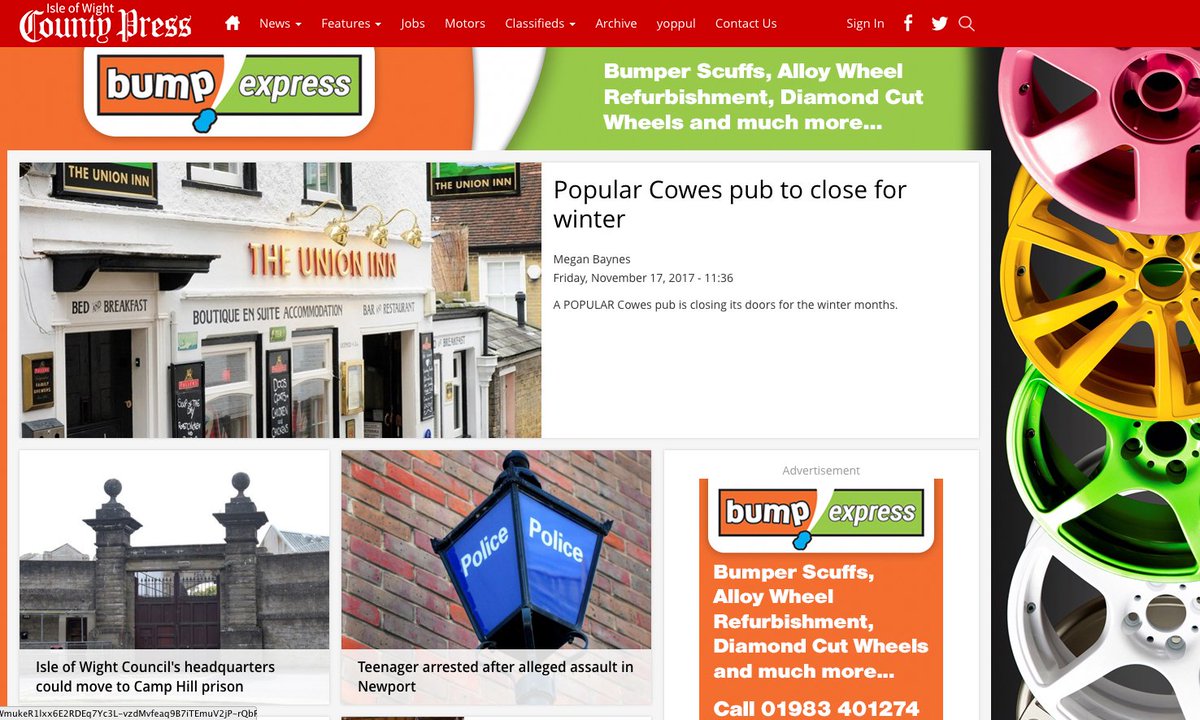 Nice to see my photographs for <a href="/BumpExpress/">Bump Express</a> working for them on <a href="/IWCounty_Press/">IW County Press</a> website today. Bump Express for Alloy Wheel and Scuff repairs. Based in Lake. With <a href="/DaleHowarth/">Dale Howarth</a>