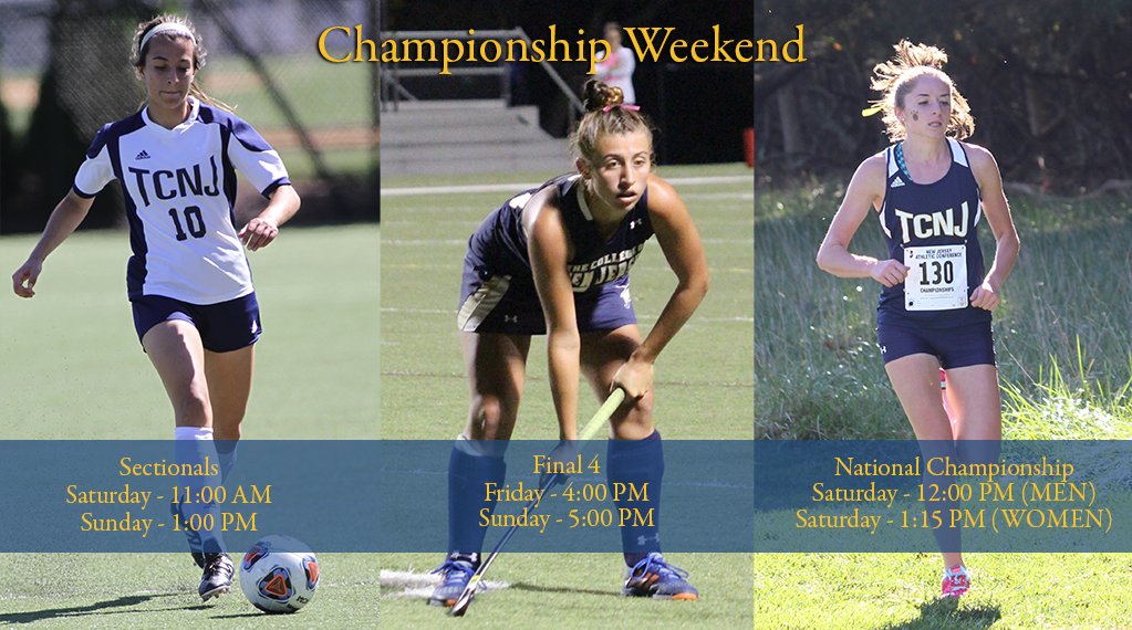 We're heading into a CHAMPIONSHIP weekend for TCNJ Athletics! Women's soccer hosts NCAA sectionals, field hockey heads to the Final 4 (23rd time in program history) &amp; cross country heads to Nat'l Championships. Follow @tcnjathletics &amp; ow.ly/Ubem30gD2TK for all the action.