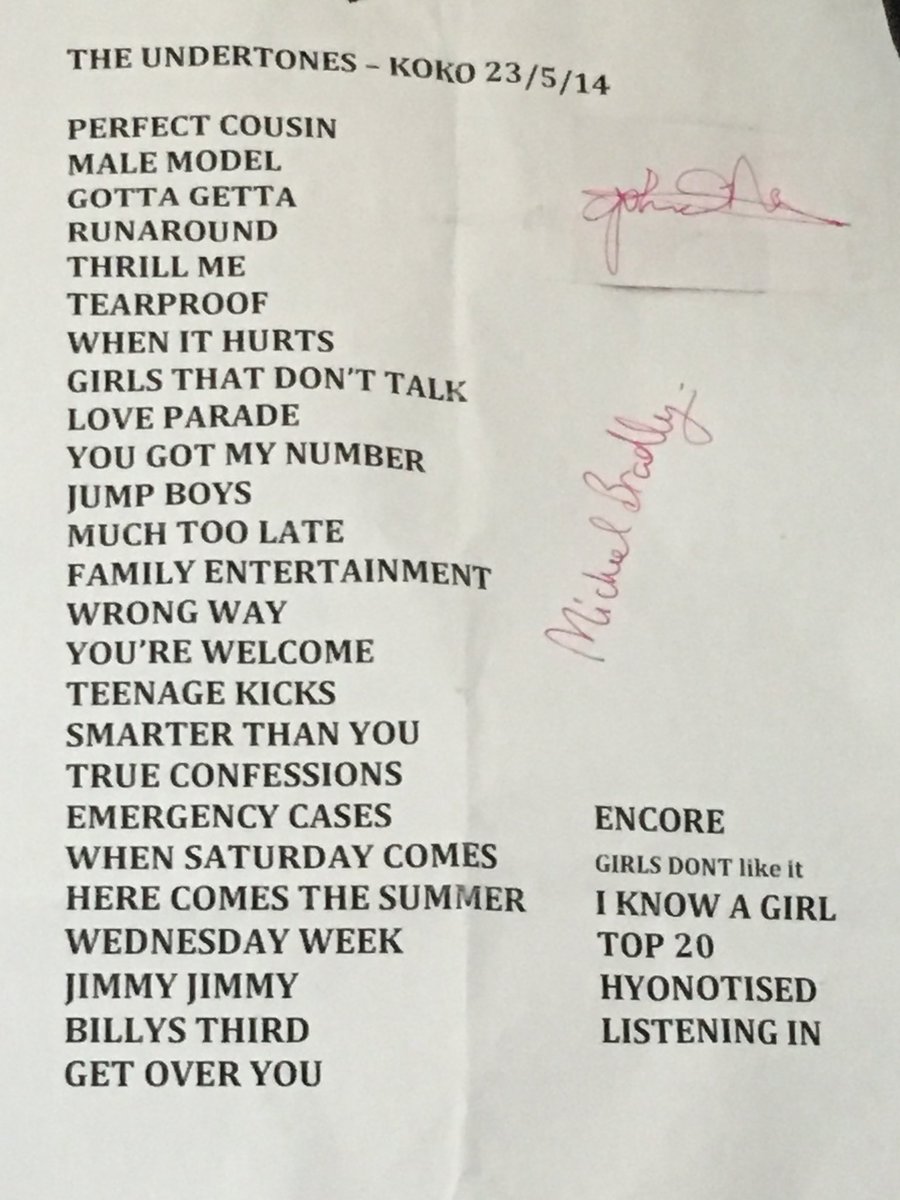 Looking forward to another fantastic gig at the Koko tonight.  Same set as 3 years ago?  Any chance of Get Over You twice?@MickeyUndertone