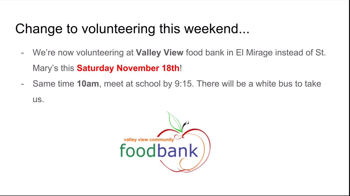 decawchs's tweet image. Don't forget to meet at school at 9:15am tomorrow to volunteer at the food bank!