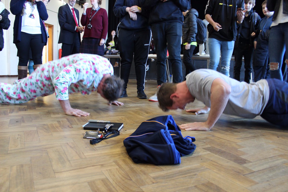 BathCommunityAC's tweet photo. Congratulations to Mr Gunning for winning the BCA Children in Need Push-up Challenge!  It was an extremely close match with Mr Mackney trailing by only 2 push-ups! #childreninneed2017 #RockinthePJs https://t.co/7Do55TYdRY