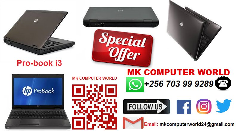MKCOMPUTERWORLD's tweet photo. @MKCOMPUTERWORLD (UK Products) - 0703 999 289
 HP ProBook "i3" @ 700,000/=
 320GB HDD, 4GB RAM, 2.60GHz Processor Speed, 4USB Ports, WI-FI, Web Cam, Memory Card Slot, VGA Port, Bluetooth.
 k'la Rd, EM-Plaza Call or Whatsapp +256 703 999 289 https://t.co/Iq3xcPQLpT