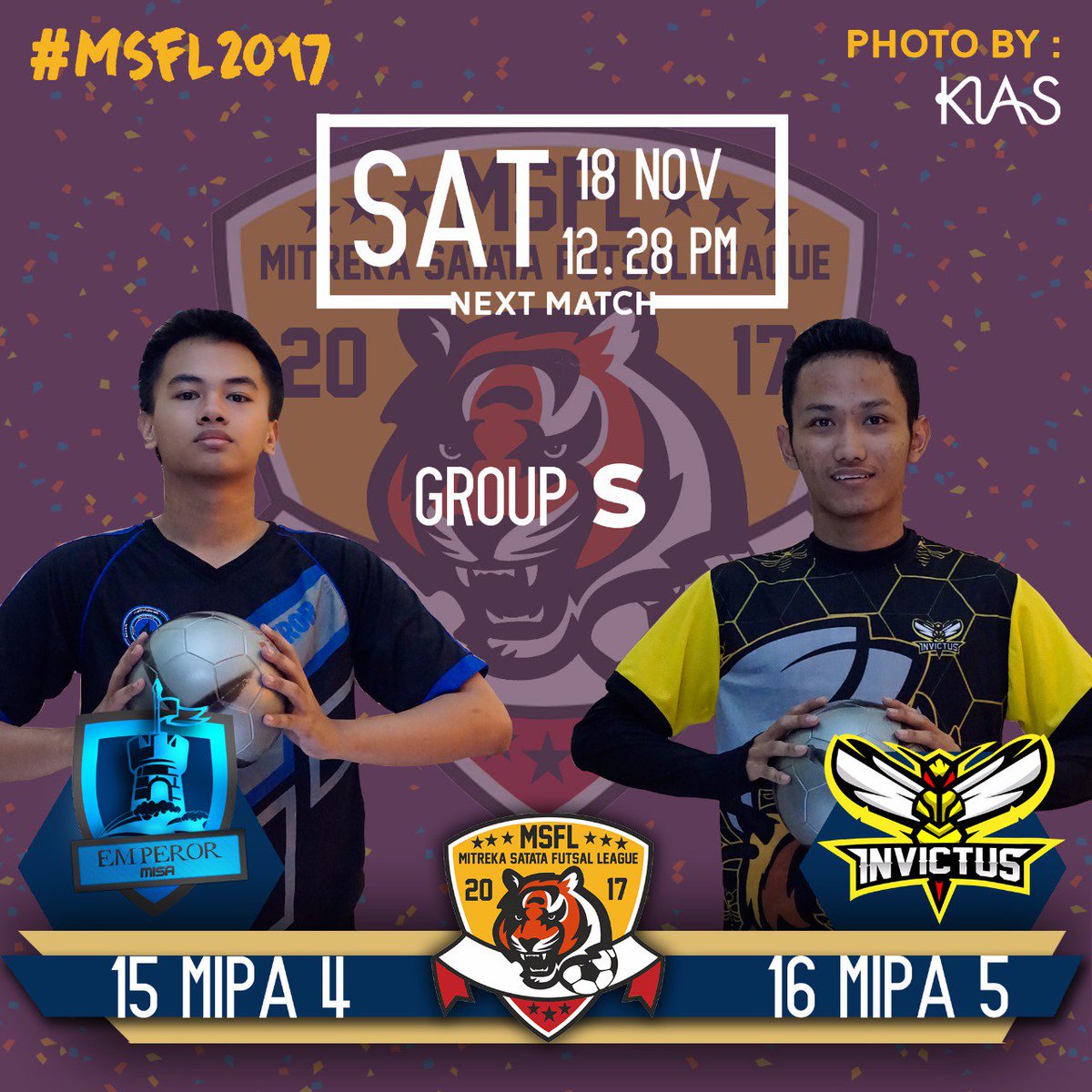 osismisa's tweet photo. Dan #MSFL2017 besok akan ditutup dengan pertandingan antara 15 MIPA 4 melawan 16 MIPA 5! Sekian informasi dari kami, Salam Mitreka! :) https://t.co/O1sDUyPZER