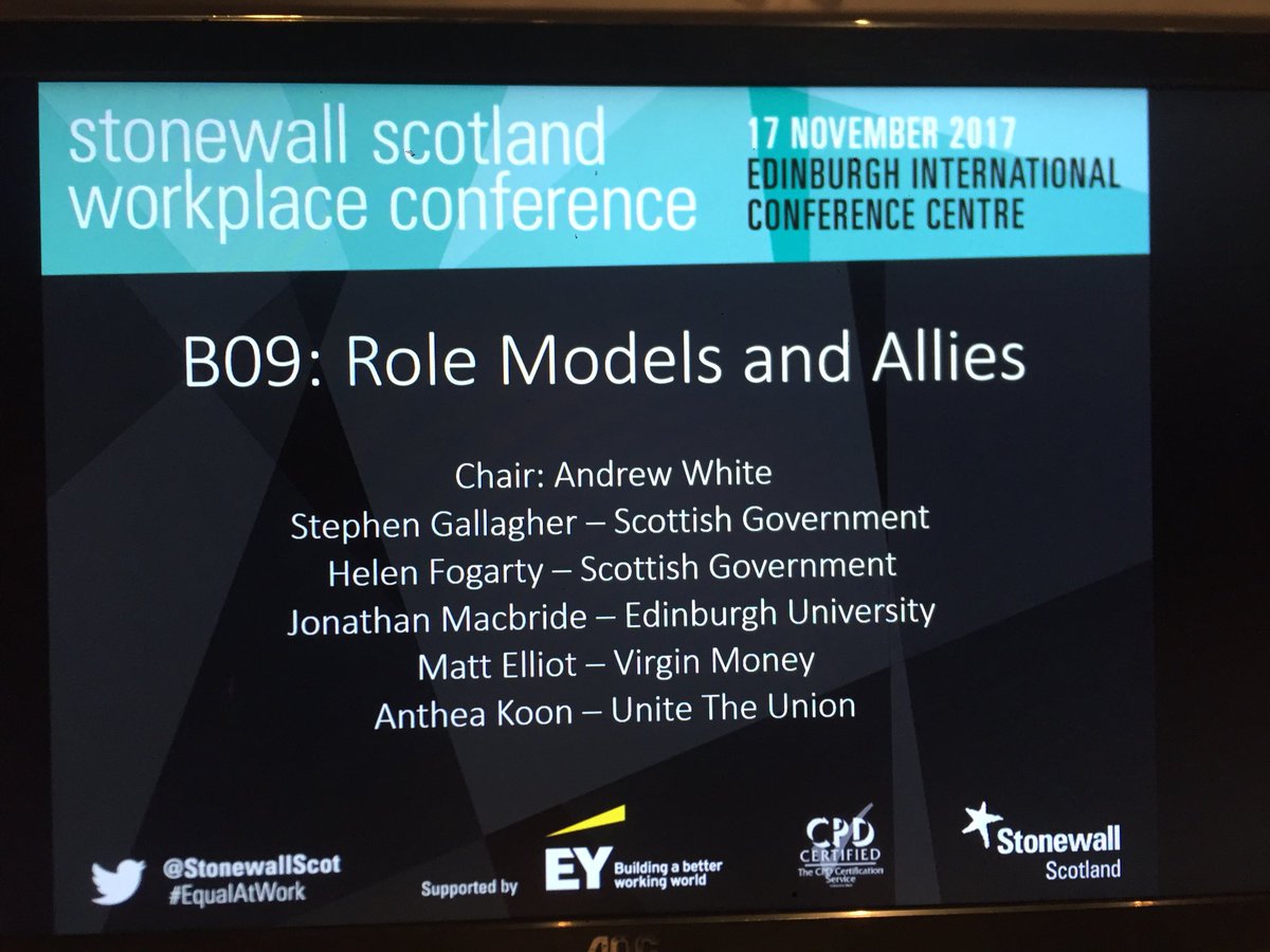 UoEStaffPride's tweet photo. An honour to be asked to be on the Role Models &amp; Allies panel with amazing people. Thank you Stonewall. #equalatwork https://t.co/7kQPBDqkCR