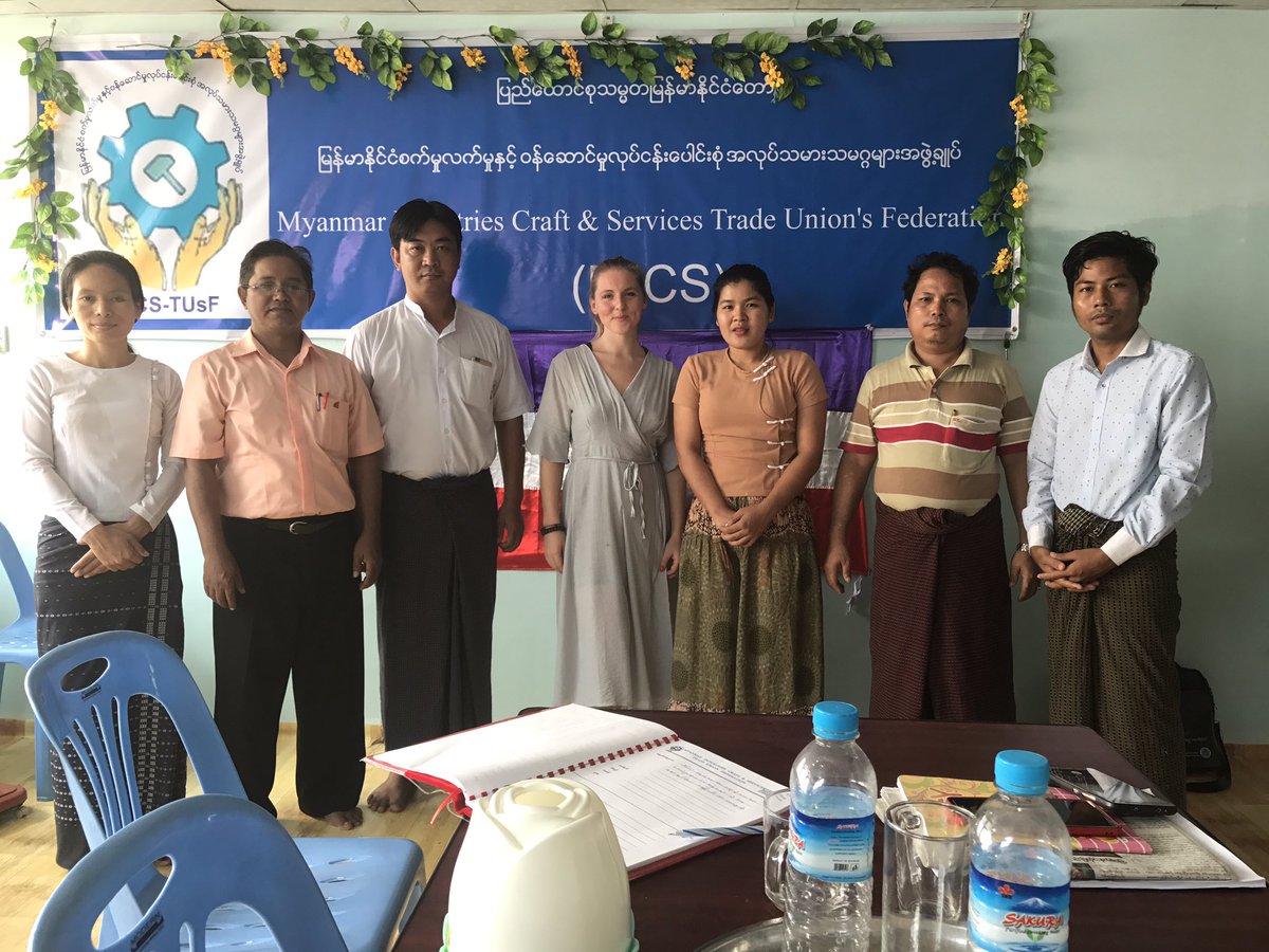 JulieBundgaard2's tweet photo. Today we had the pleasure 2 met with MICS. We look forward 2 working towards more social dialogue in MMR garment sector #MYPOD #SDGMyanmar✊️ https://t.co/6NB7qBYlOp
