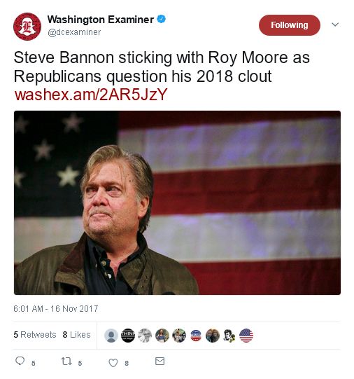 Steve Bannon sticks with Moore