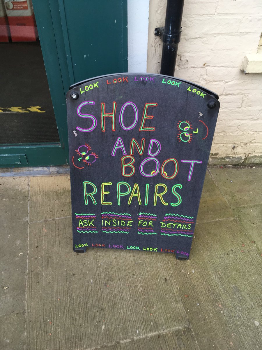 NickoRobo46's tweet photo. Shoe repairs go live in 6117 Downham Market! Nice artwork from Carole and her team! @BNatzyl @Kezzad7 @gjwry @MOJODryCleaners @JamesTCobbler https://t.co/0brX6ZCweZ