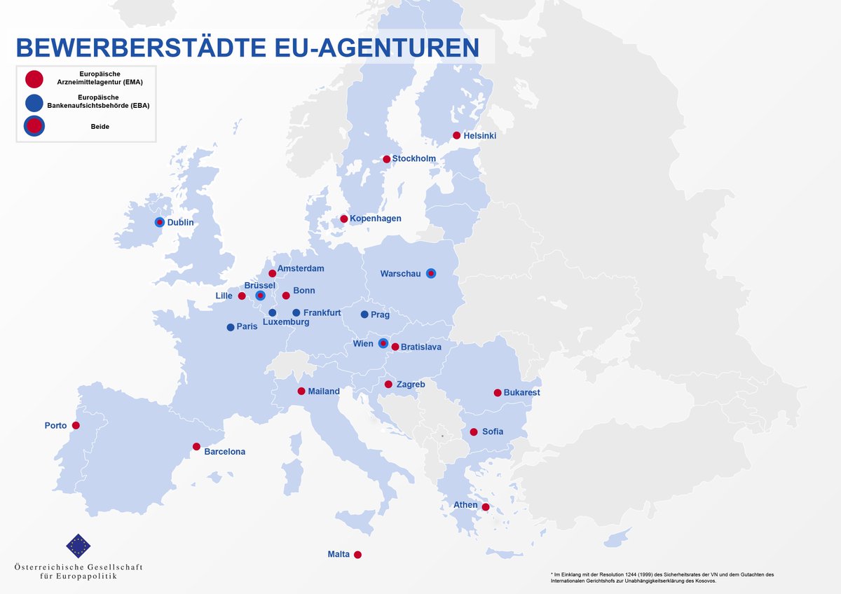 Ogfe Die Eu Mitgliedsstaaten Entscheiden Am November Per Abstimmung Uber Die Neuen Standorte Der Eu Agenturen Ema Und Eba Alles Rund Um Eu Agenturen Und Die Neuvergabe Der Standorte In Unserem Policybrief