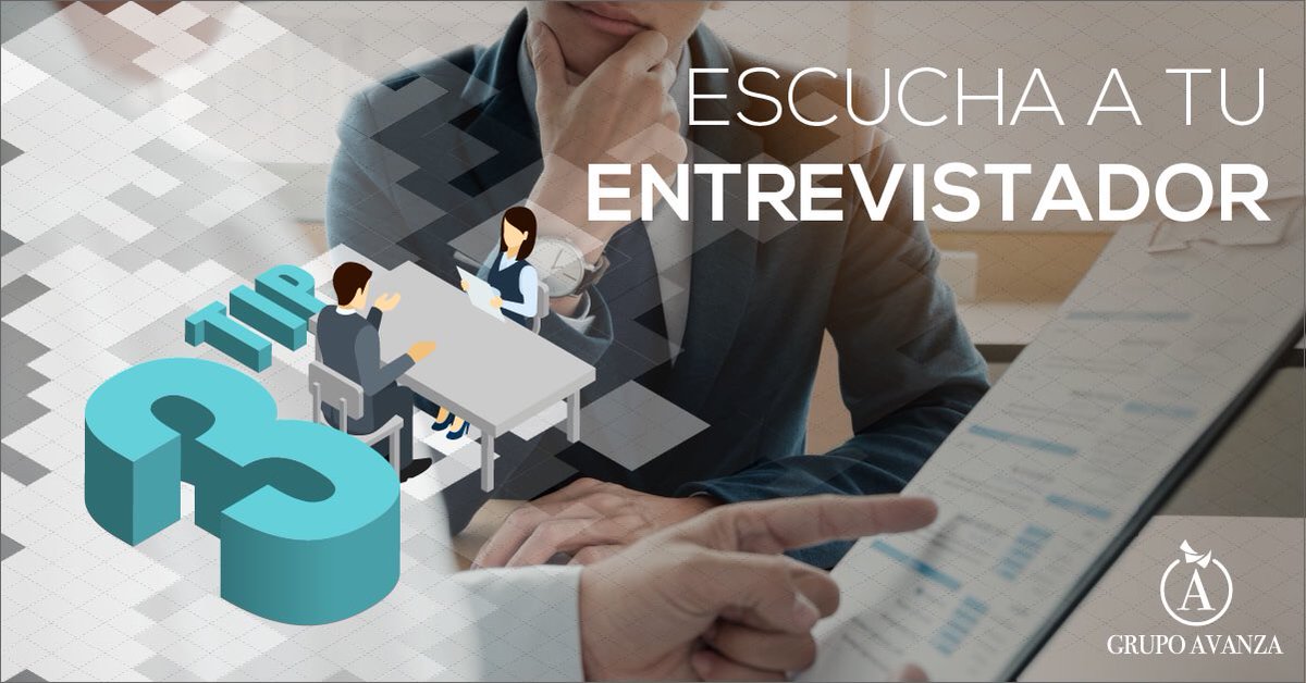 Tip 3: Preocúpate siempre de escuchar a tu entrevistador, y comprender sus preguntas. Si tienes dudas, plantéalas de manera oportuna. #headhunting #entrevistalaboral #grupoavanza
