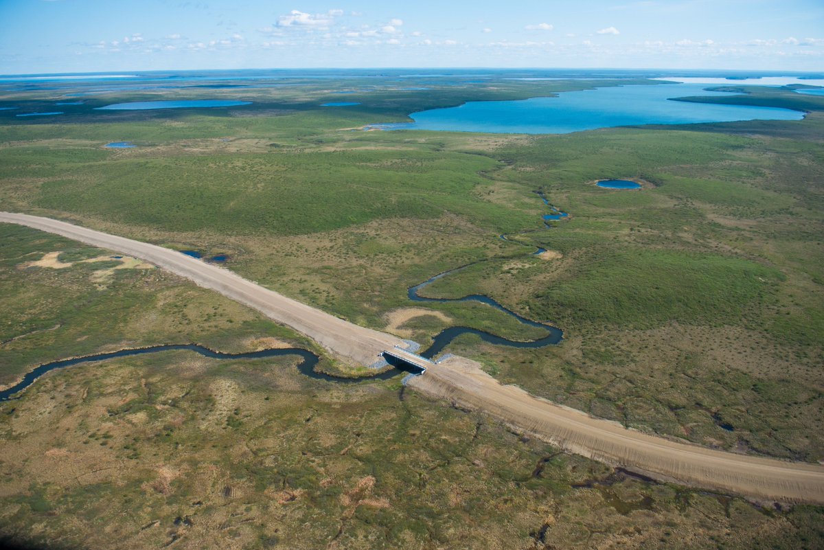 WeAreHNL's tweet photo. November 15th marked the official opening of the Inuvik-Tuktoyaktuk Highway. The new 140-kilometre highway represents the final link of #transportation that spans across #Canada. Replacing a seasonal ice road, the highway will open the door for social benefits, travel and trade. https://t.co/BywyitsqGE
