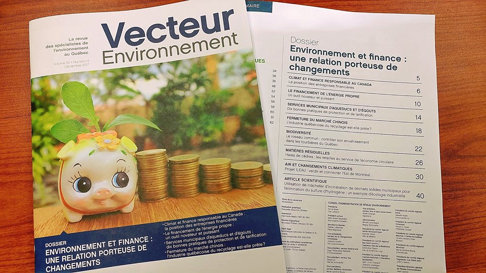 Reseau_Envt's tweet photo. Le numéro Décembre 2017 de Vecteur Environnement est maintenant disponible! Vous allez dévorer les articles du dossier spécial « Environnement et finance : une relation porteuse de changements ». Bonne nouvelle, vous pouvez vous abonner à moindre coût! >https://t.co/G3Jmx1e3Gp https://t.co/PWlYAE517j