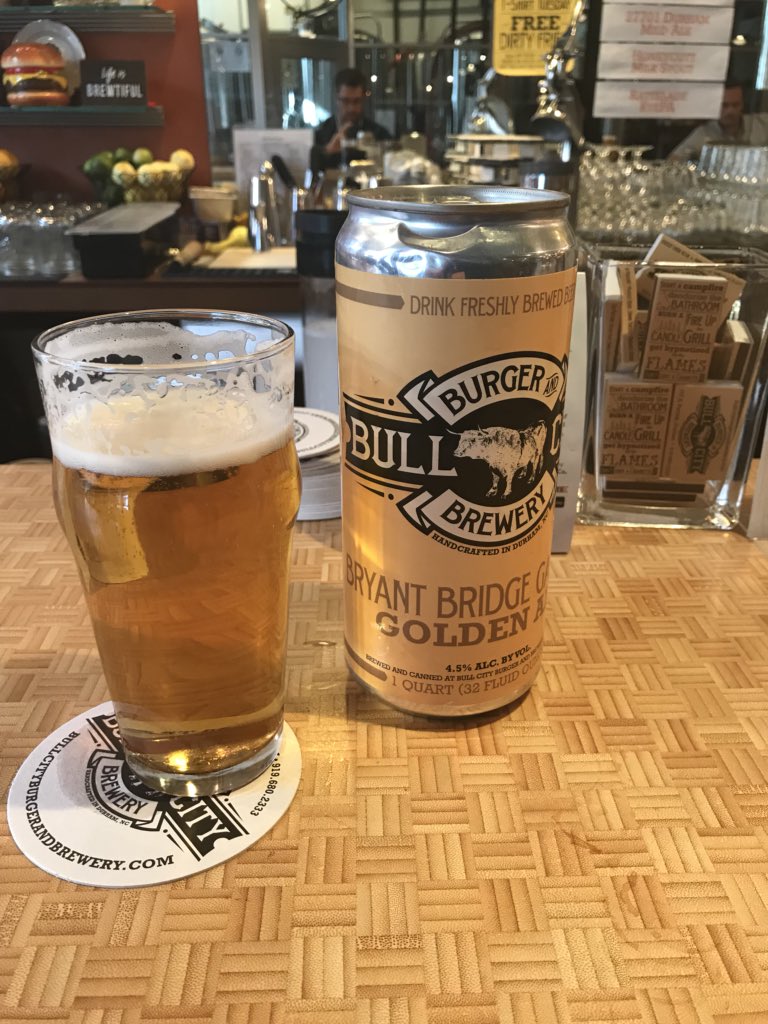 ToddBikePEd's tweet image. Cheers from Durham after my 6-mile @ECGreenway run 🏃; enjoying my @BullCityBurger Bryant Bridge Gateway (designed by @StewartInc) Golden Ale. #nowthatsaStewartbeerbeerrun #caniexpensethis?