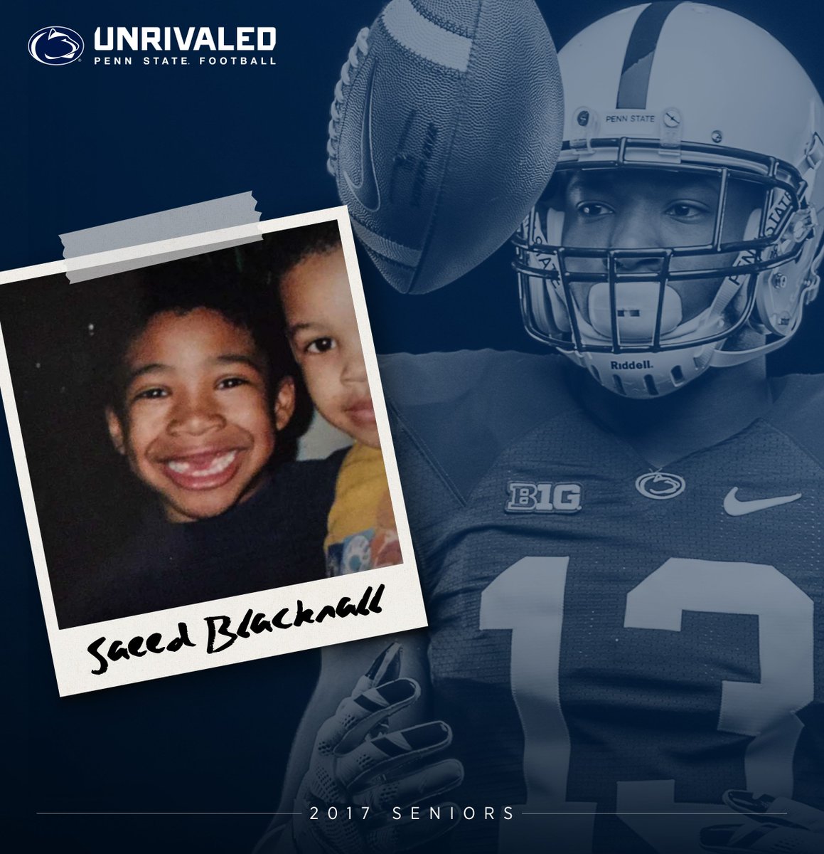 PennStateFball's tweet photo. Tomorrow we say "Thank You" to @RaaShad_TTG, @Tyler_Davis94, @curtiscothran52, @BigBabyMahon &amp; all of our seniors during #NEBvsPSU pregame.  🔵⚪️

#WeAre https://t.co/7LOwWuWG6s