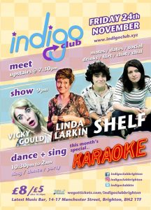 Indigo Club this Friday – featuring @samsavage52 <a href="/_VickyGould/">Vicky Ball (Gould)</a> and Shelf comedy double act wegottickets.com/indigoclubbrig… #Brighton #livecomedy