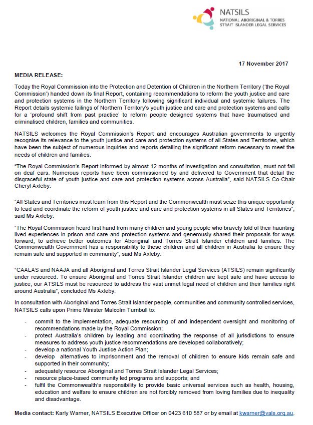 WgarNews's tweet photo. @Change_Record @BraybrookA @NTRoyalComm @RachelQuayle08 @JennyPineapple2 @WhteRbbnAdvocat @scientificusrex @randlight @dicwc @SlowBurnOz #NTRC #RCNT #NTRoyalCommission
#NATSILS National #Aboriginal & #TorresStraitIslander #LegalServices #MediaRelease
'#CAALAS & #NAAJA & all Aboriginal&TorresStraitIslander LegalServices (#ATSILS) remain significantly #UnderResourced'
#AboriginalDetention #AboriginalIncarceration https://t.co/Xty4PWxkkC