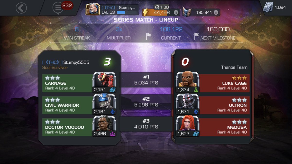 Stumpy55's tweet image. WTF @MarvelChampions ? How can I battlethe same person within 5 min &amp;amp; Medusa’s level changes?? #rigged #teamthanos