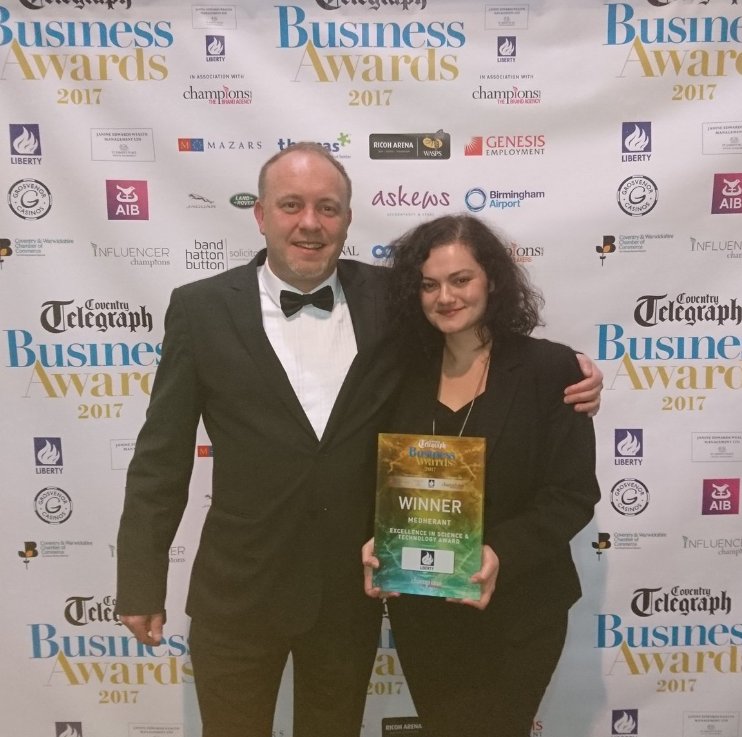 sciadcomms's tweet photo. .@Medherant wins ‘Excellence in Science &amp; Technology Award’ at the Coventry Telegraph Business Awards! https://t.co/fZxeGXNr2b #biotech #medtech #awards #TEPIPatch https://t.co/BqFT9Icfen
