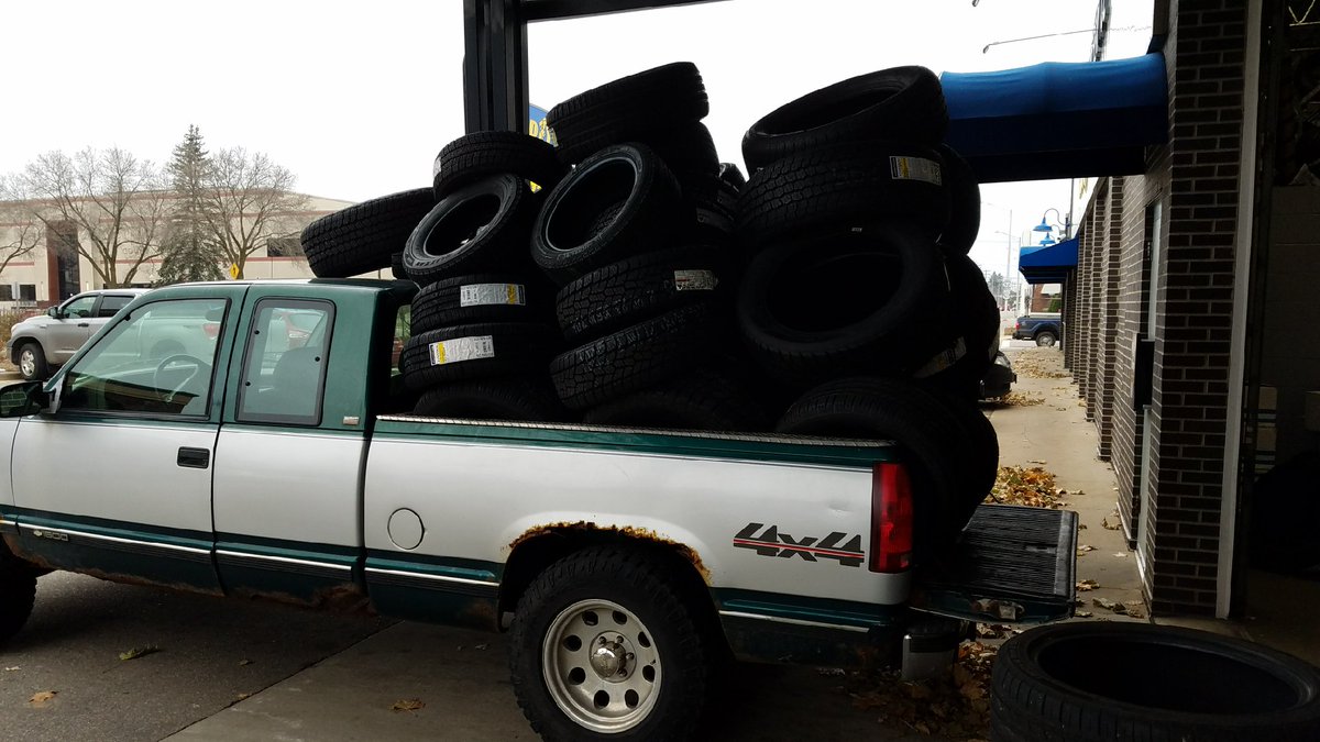 OlsonTire's tweet photo. First bunch of tires to be installed this morning! #busy #tireseason #snow #tires https://t.co/FEMpb7E0pL