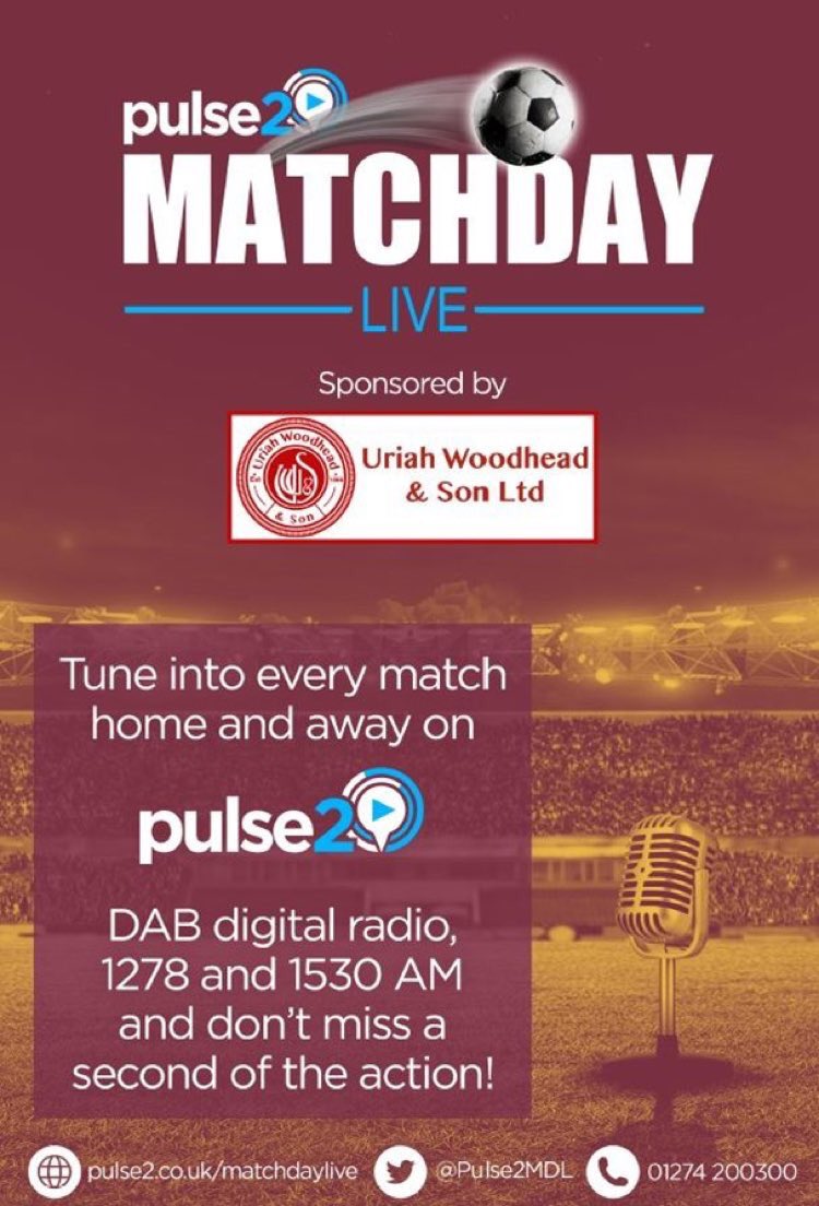 Pulse2MDL's tweet photo. On the road with the Bantams! 🚗⚽️ Don’t worry if you can’t make it to Wigan tomorrow. Full match coverage with @jasondthornton and @thecitygent from 2. #bcafc #predictionsplease https://t.co/UdZtvkWFP9
