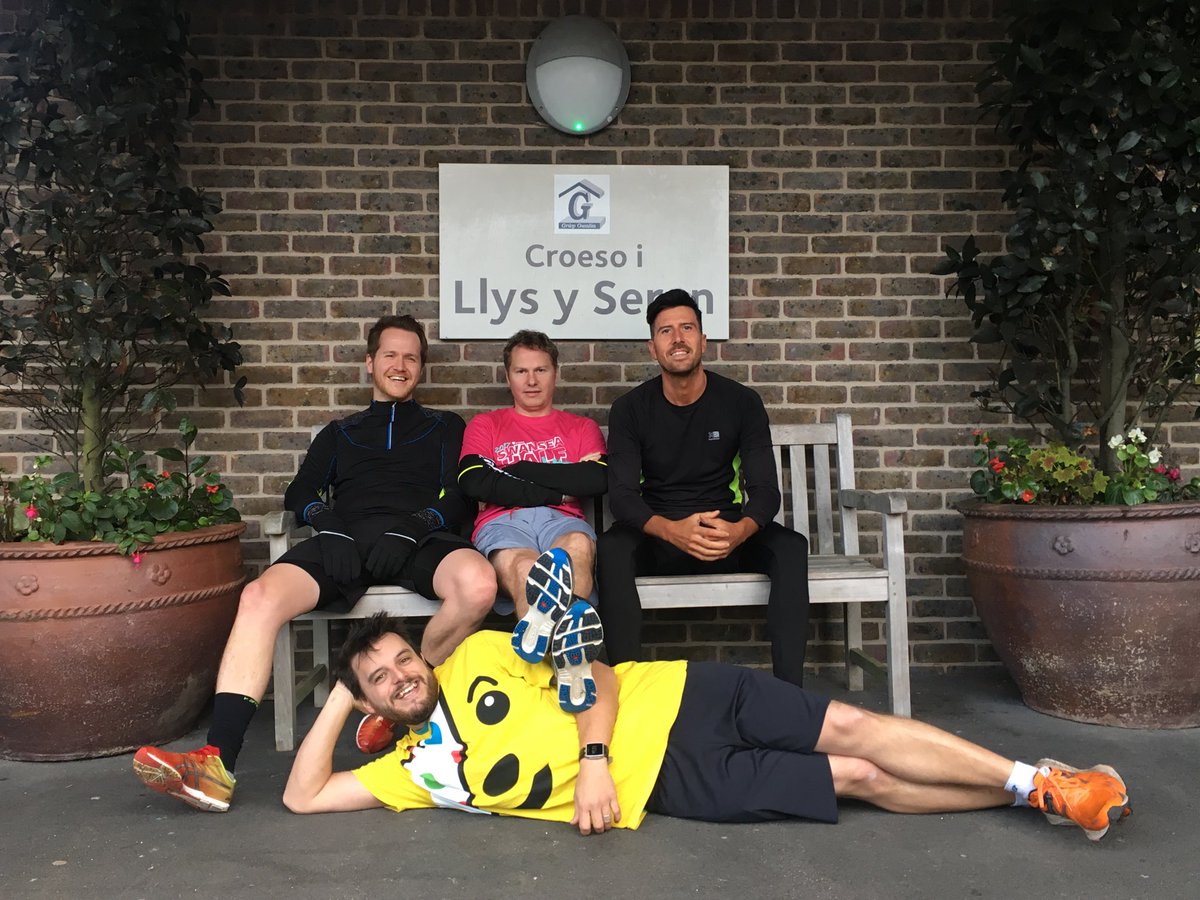 wearecodigroup's tweet photo. Stage 11 runners ready for the #Pudsey baton for #BBCCiN #PoblRun from our Llys y Seren residential care home to @SwanseaUni Bay Campus! https://t.co/7qLLHwCICS