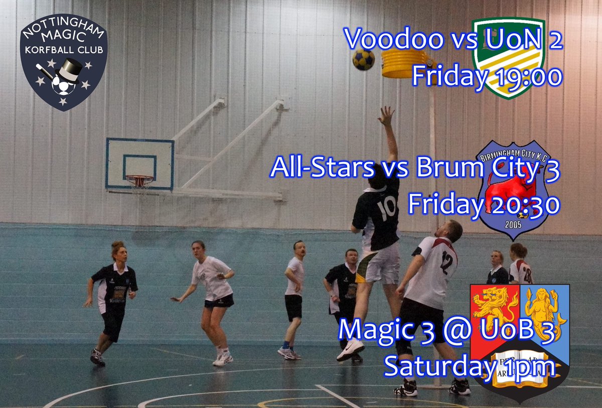 A busy 24 hours ahead with our 3 teams all in action, starting with a double header at Bilborough tonight. Voodoo take on Notts Uni 2, followed by All-Stars against Birmingham City 3.

On Saturday, Magic 3 take on University of Birmingham 3