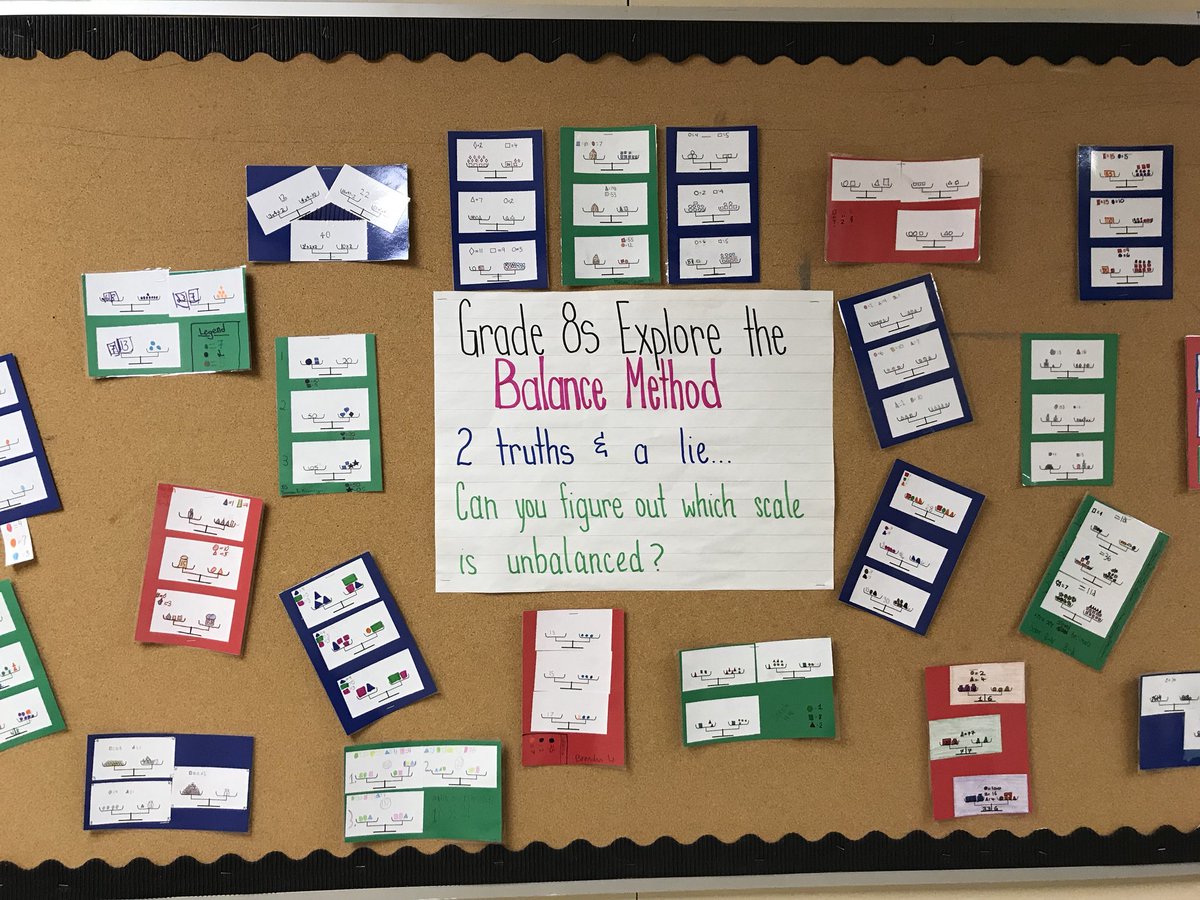 msbaileybrh's tweet photo. Having fun with algebra @BrantHillsPS #balancemethod #scales #2truths1lie https://t.co/sRWmW6Wp1w