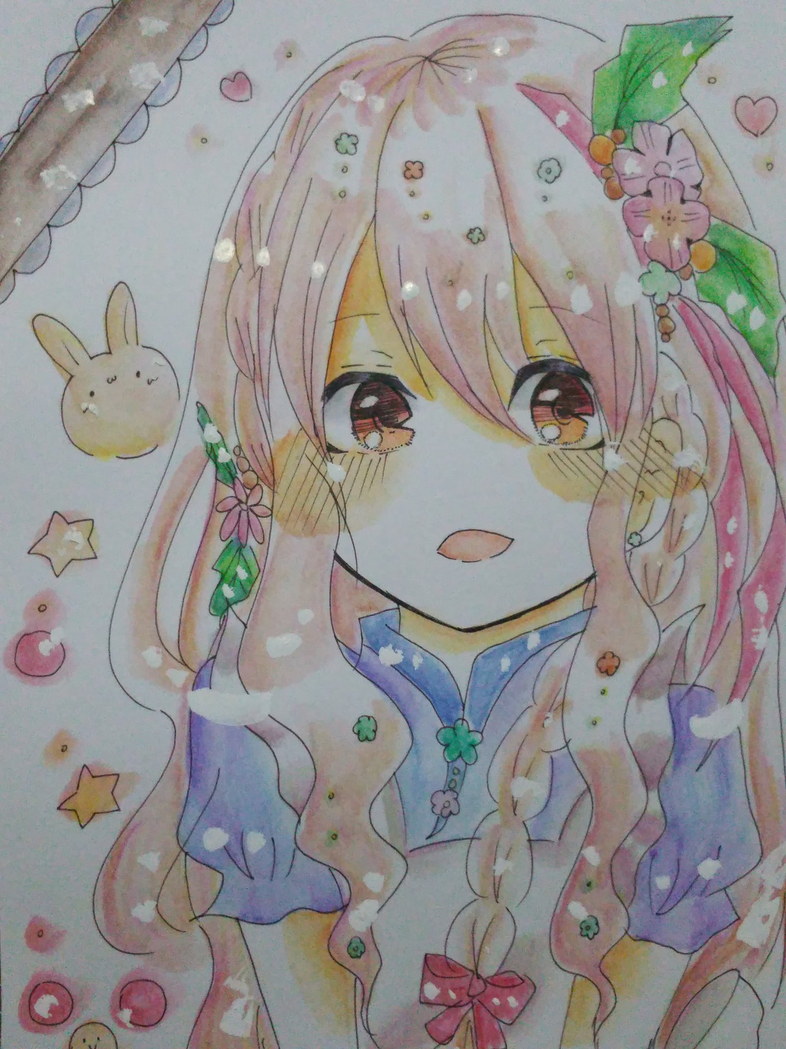 消します 完成しましたよ マリー セト この髪型似合うかな ˊᵕˋ ﾆｺ セト 可愛いっす イラスト 描いてみた アナログ絵 水彩色鉛筆 落書き 絵描きさんと繋がりたい