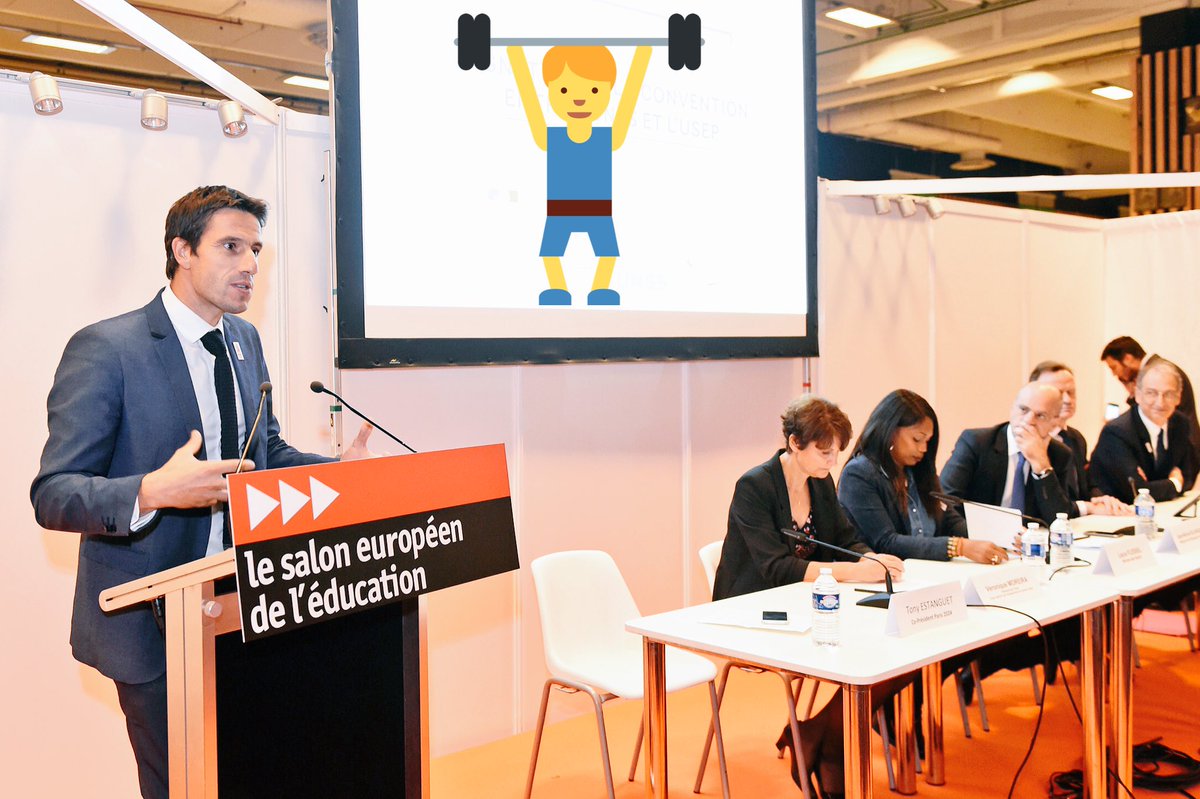 TonyEstanguet's tweet photo. Merci à tous les acteurs mobilisés ce matin au #SalonEduc pour l’annonce de la Semaine Olympique/Paralympique. Tous ENSEMBLE nous réussirons ce défi pour la #Generation2024 https://t.co/MJbfMMf5of