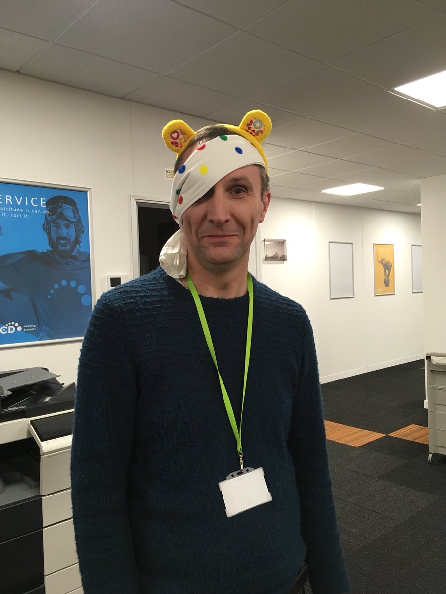 laurazibrant's tweet photo. Our finance director getting in the spirit #childreninneed2017 https://t.co/HkPDDVTFFB