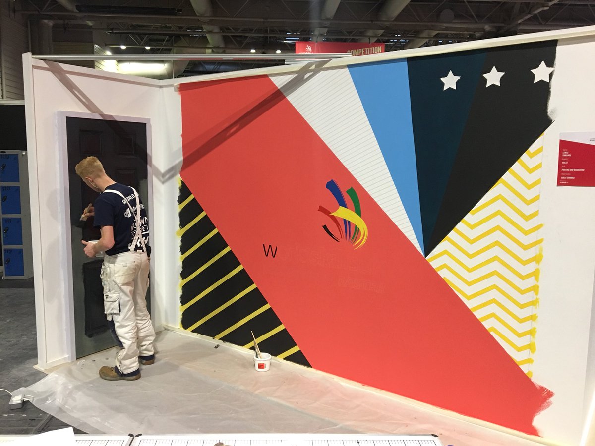 CITB_UK's tweet photo. Hats off to our painting & decorating finalists at the @SkillsShow. Some beautiful work ongoing at the end of #SkillBuild2017 day two. https://t.co/YWt2zb7Gvd