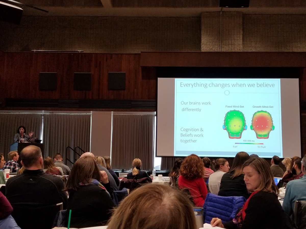 Maine Township 207 math teachers listening to Jo Boaler's important message about growth mindset. #207learn