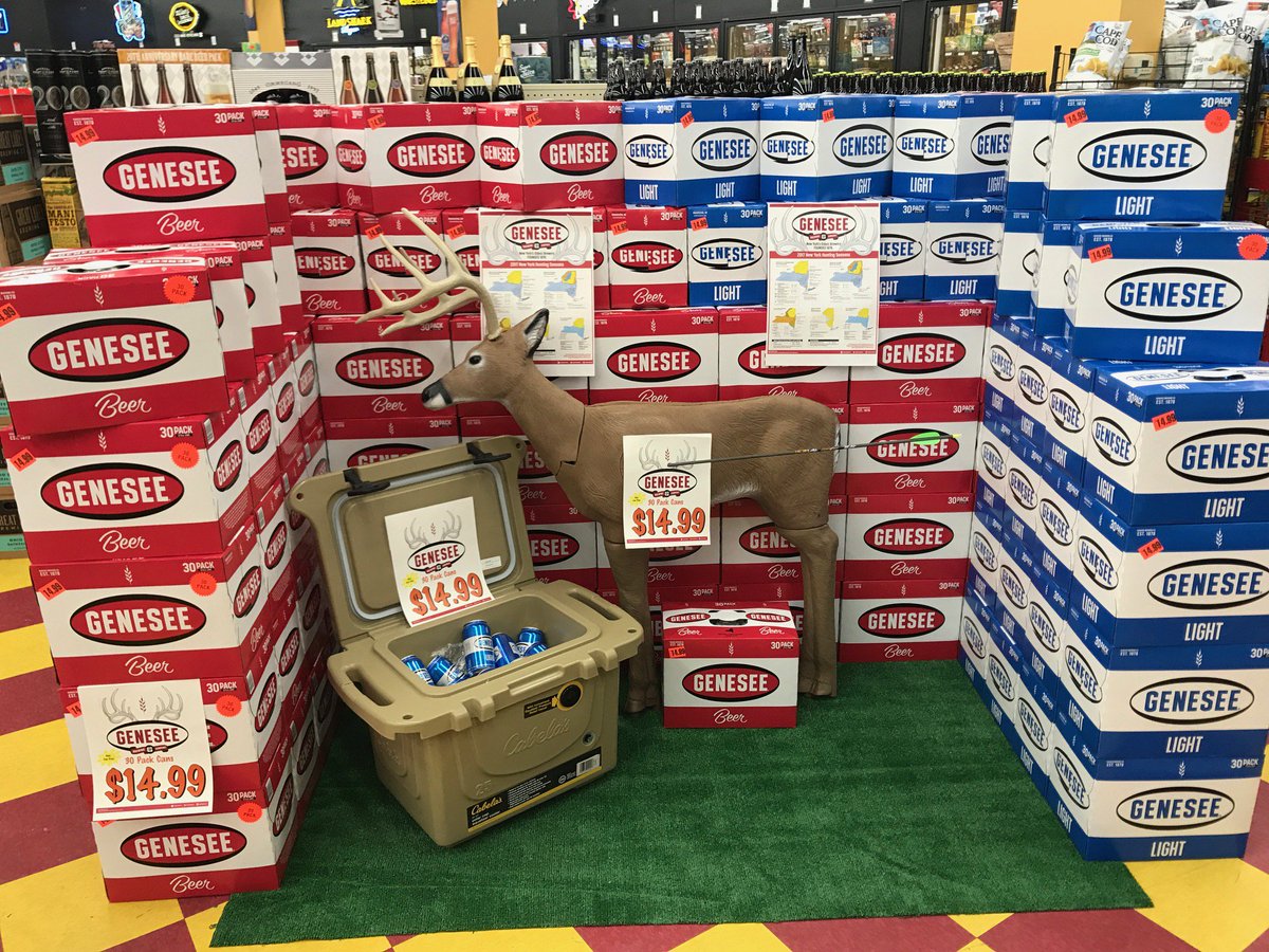 ConsumersBeer's tweet photo. Hunting season kicks off this weekend... Stock up your camp with Genny 30pk's for just $14.99!! + Enter to Win a $500 Shopping Spree to @Cabelas &amp; other great prizes! Just look for the @GeneseeBrewery display at all 17 of our locations. #ShootYourShot #DeerLoveGennyCream https://t.co/TVWb63HGnC