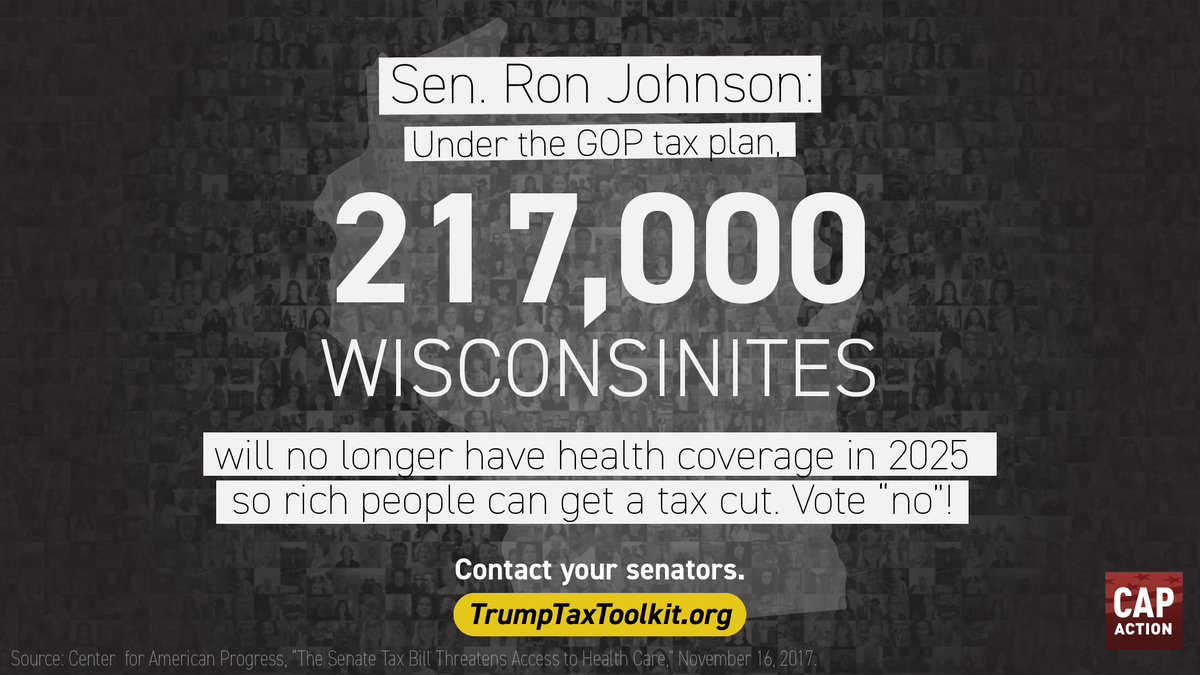 terry_schwartz's tweet photo. .@SenRonJohnson don’t gut your constituents’ health coverage to fund tax cuts for millionaires! Vote no! ➡️➡️➡️ https://t.co/41SXA1X7UT https://t.co/OoELUBtBgg