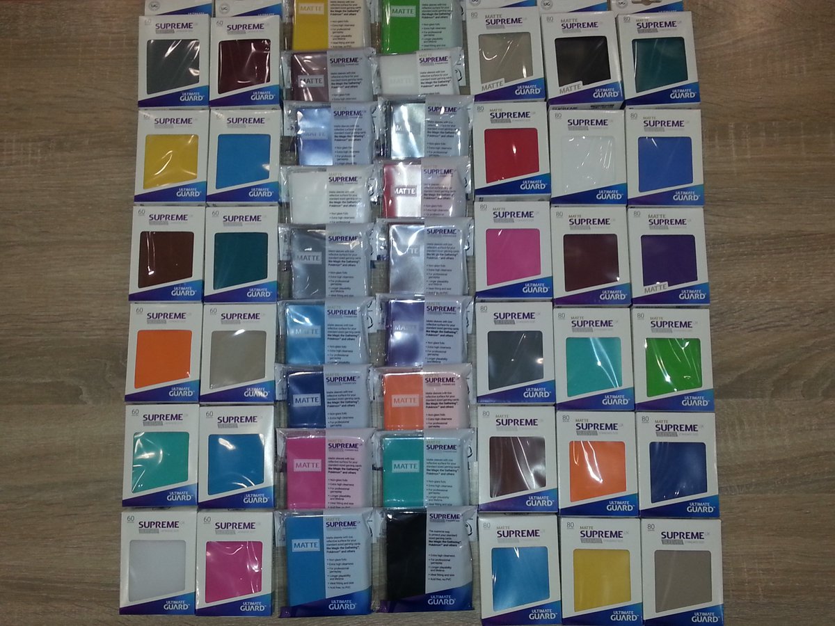 generation_80's tweet photo. Grosse arrivée de sleeves ultimate guard, beaucoup de choix en matte ou non ! #ultimateguard #protection #sleeves #protector #ygo #yugioh #pokemon #finalfantasy https://t.co/rpVLAq1ku5